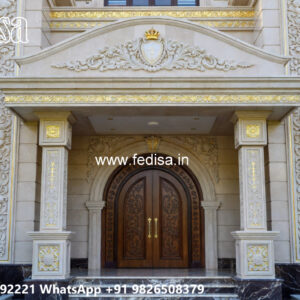 Classic Villa Design with Elegant Entrance Gate Ideas No-12129