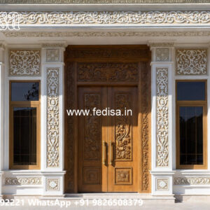 Classic Villa Design with Beautiful Front Yard Ideas No-347
