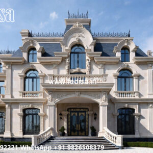 Classic Villa Design with Elegant Staircase Ideas No-4369