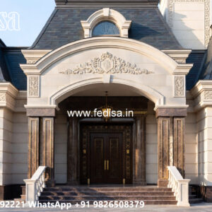 Classic Villa Design with Elegant Entrance Gate Ideas No-4479