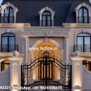 Classic House Design with Elegant Front Yard Ideas No-5148