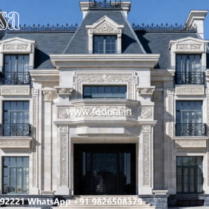 Classic Villa Design with Decorative Stone Cladding No-5824
