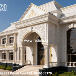 Classic Villa Design with Elegant Entrance Gate Ideas No-6279