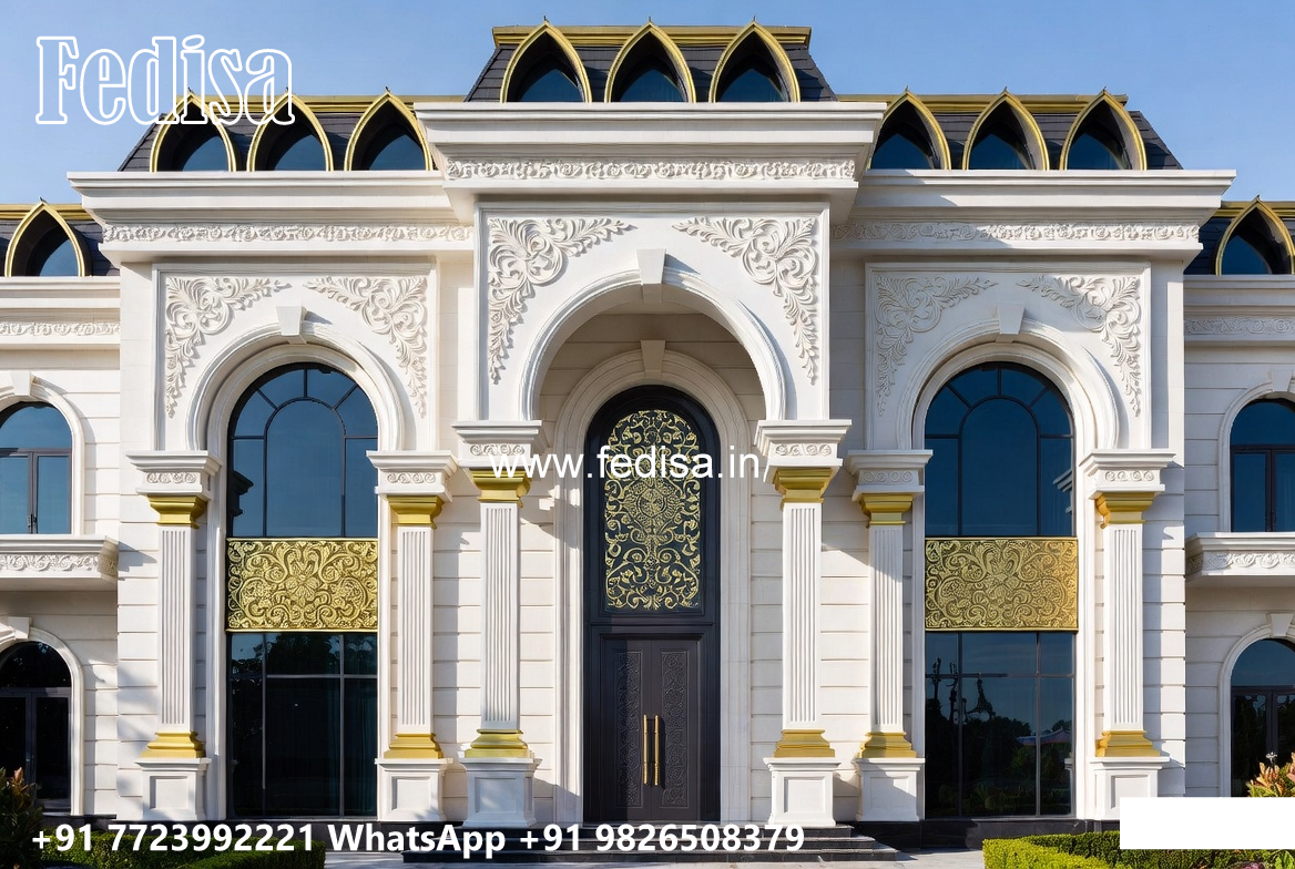 Classic Villa Design with Decorative Pillar Details No-7514