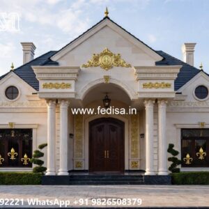 Classic House Design with Elegant Front Yard Ideas No-8298