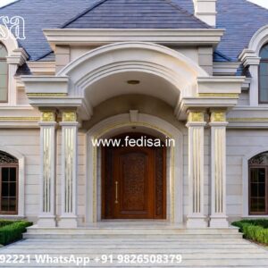Classic Villa Design with Decorative Pillar Details No-8414