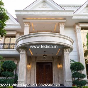 Classic Villa Design with Beautiful Front Yard Ideas No-8447