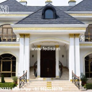 Classic House Design with Elegant Front Yard Ideas No-9198