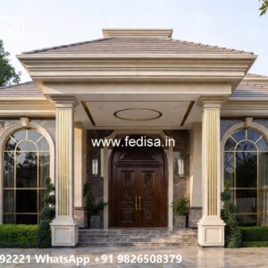 Classic Villa Design with Decorative Stone Cladding No-9424