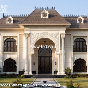 Luxury House Design with Grand Entrance and Elevation No-9458