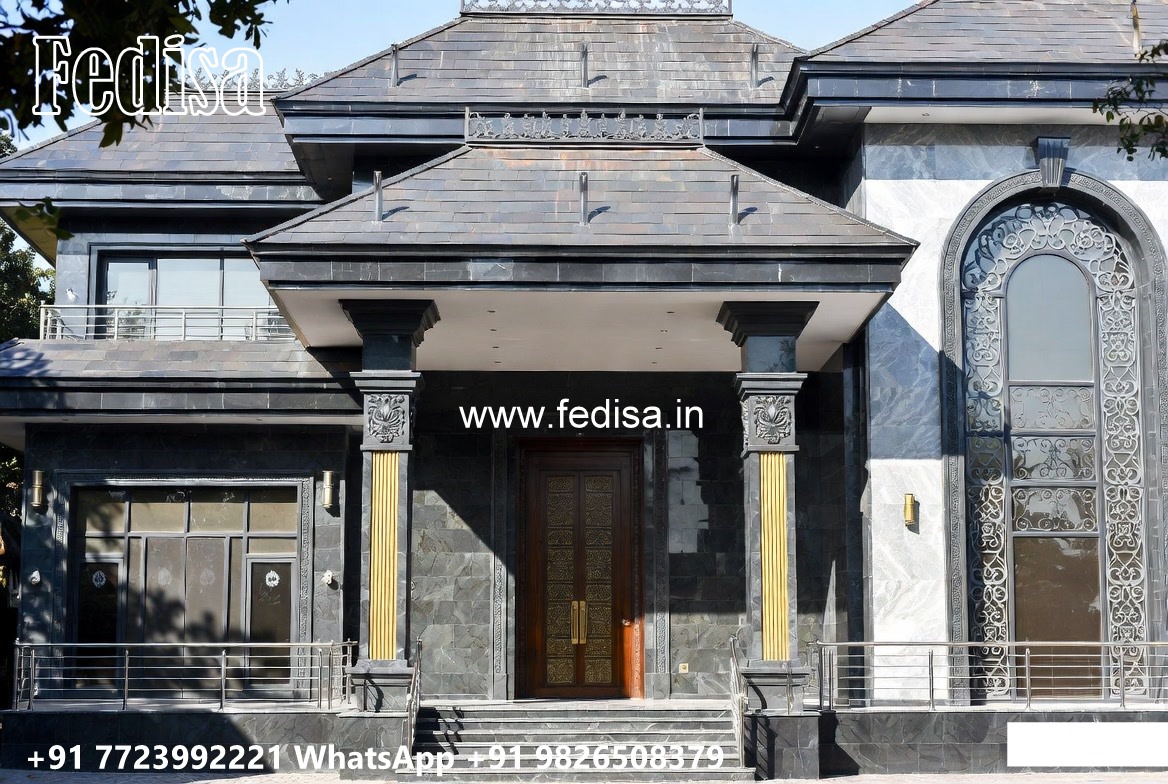 Classic Villa Design with Decorative Stone Cladding No-9874