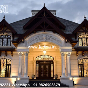 Classic Villa Design with Decorative Stone Cladding No-11674